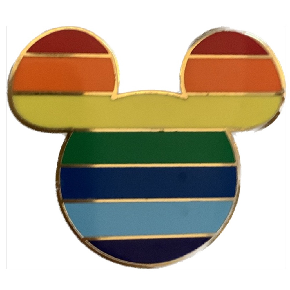 DISNEY Gold tone Rainbow Mickey Mouse logo pin w/ black Mickey pin holder. 2008 - Picture 8 of 8